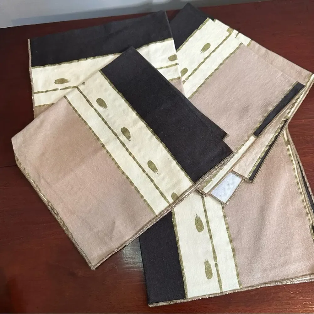 African Tribal Casual Unbranded Brown Black Cloth Napkins Set 4 Abstract Print